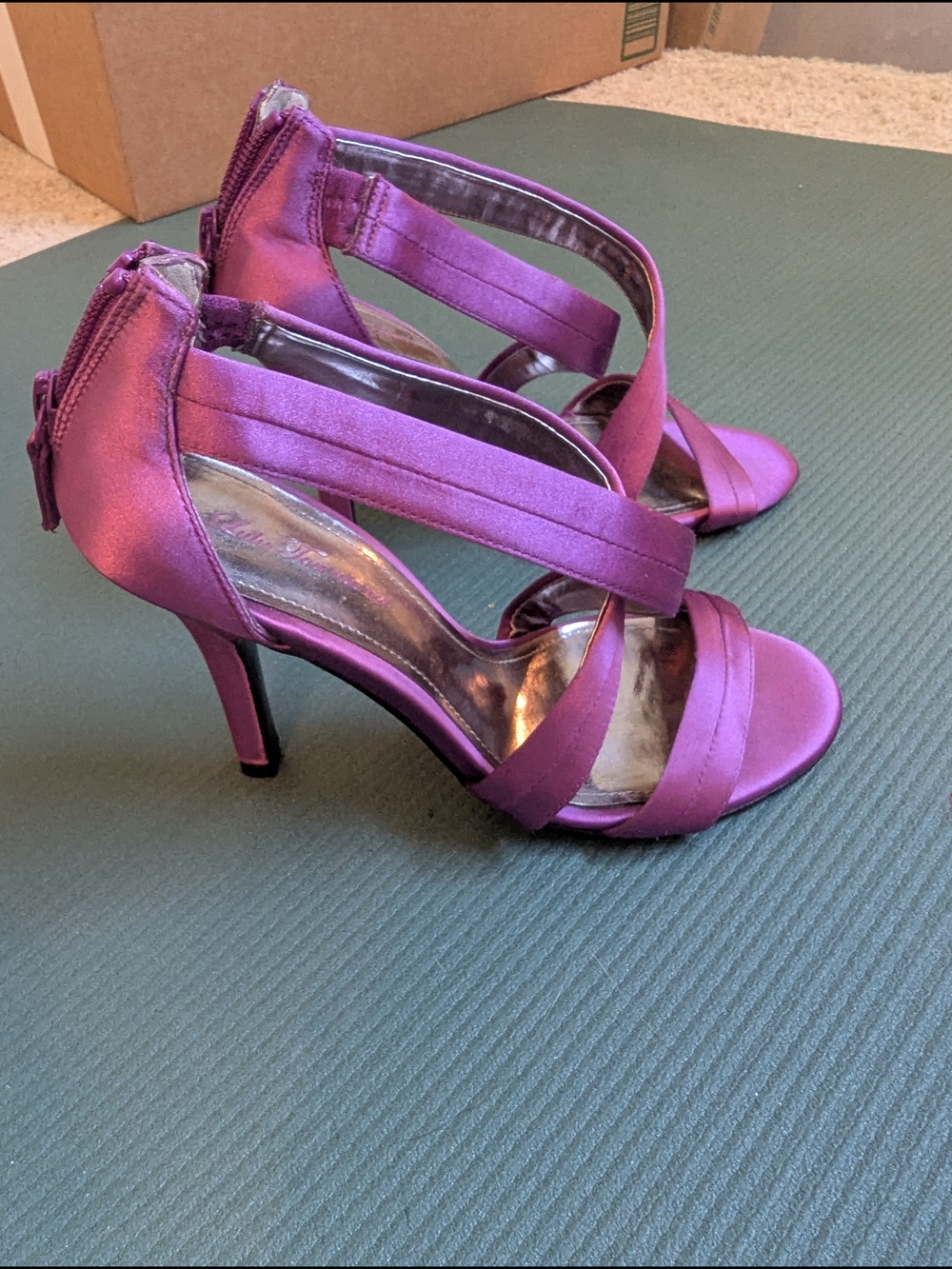 Lulu Townsend Satin Strappy Magenta Heels